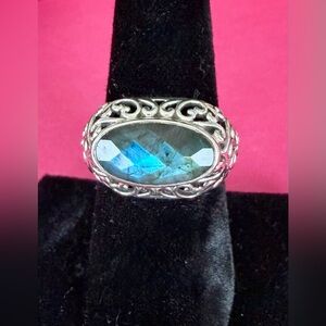 Nicky Butler Filagree .925 Sterling Silver - Flashy Labradorite Ring _ Size 8
